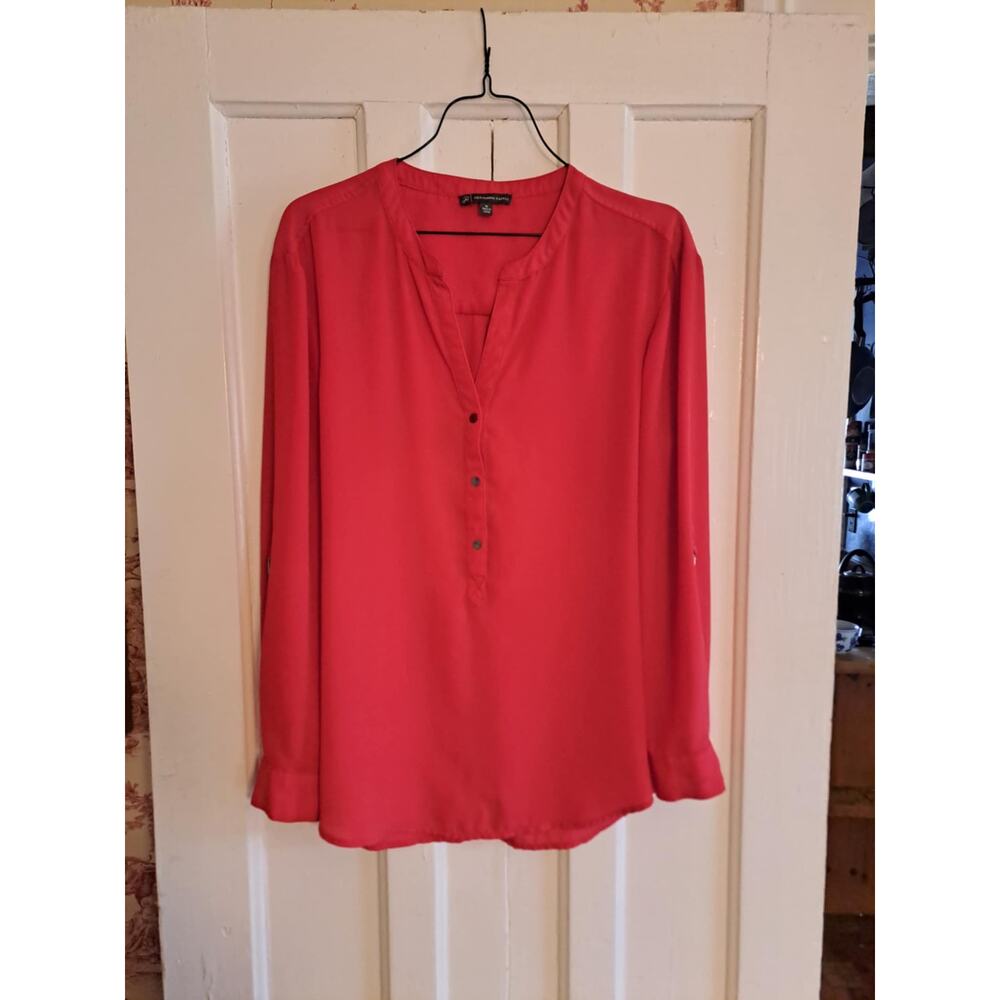 Adrianna Papell Silky Buttoned Blouse M 38 10 12  V-neck